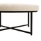 Merrick Lane Almas 34-Inch Round Tufted Cotton Linen Ottoman with Durable Metal Frame